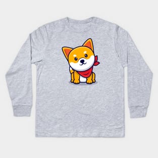 Cute shiba inu bee akita inu shibainu akitainu kawaii Kids Long Sleeve T-Shirt